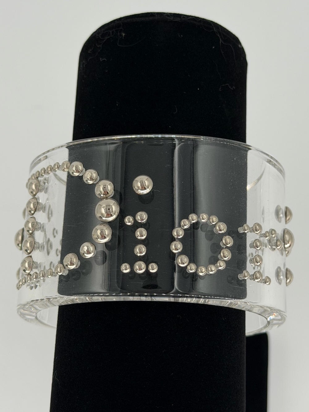 Dior Silver Studded Clear Cuff Bracelet w/COA! Gorgeous! Excellent Condition! - Picture 10 of 16